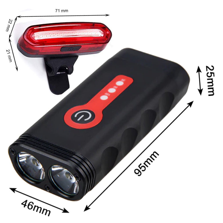 RTO Powerful 1,800-lumen LED front bike light + rear light - S103 – image 4
