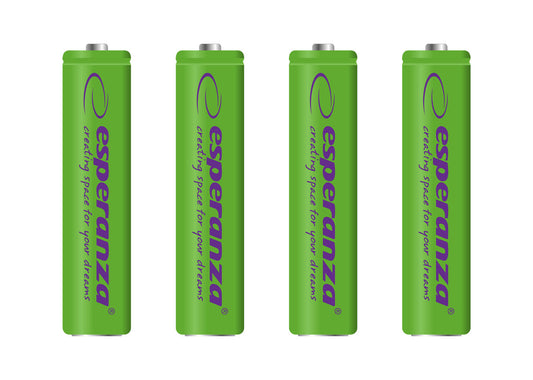 Esperanza EZA102G Esperanza Ni-MH AAA Rechargeable Batteries, 1000 mAh, 4-Pack, Green
