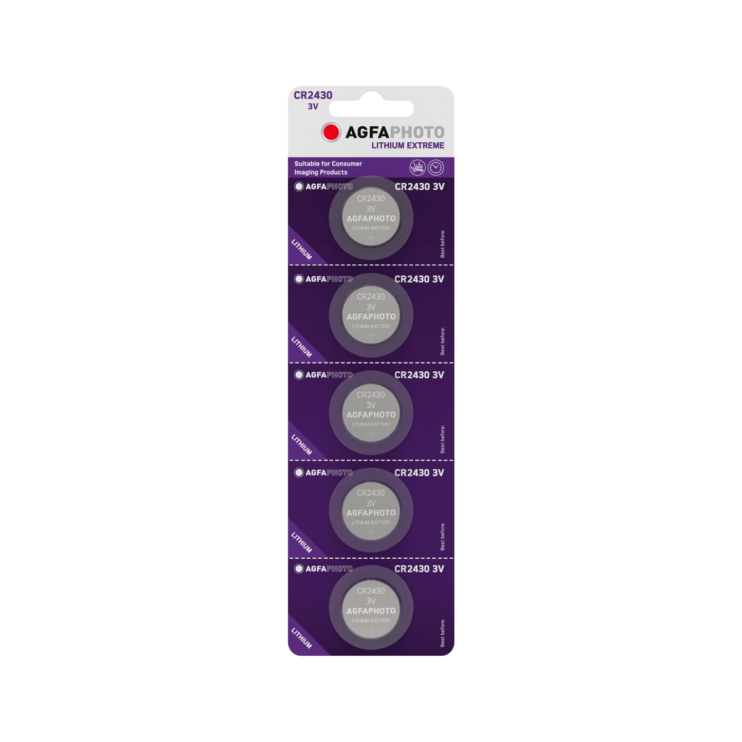 AGFA Alkaline, coin-cell, and – AgfaPhoto CR2430 Battery, 5 per blister pack