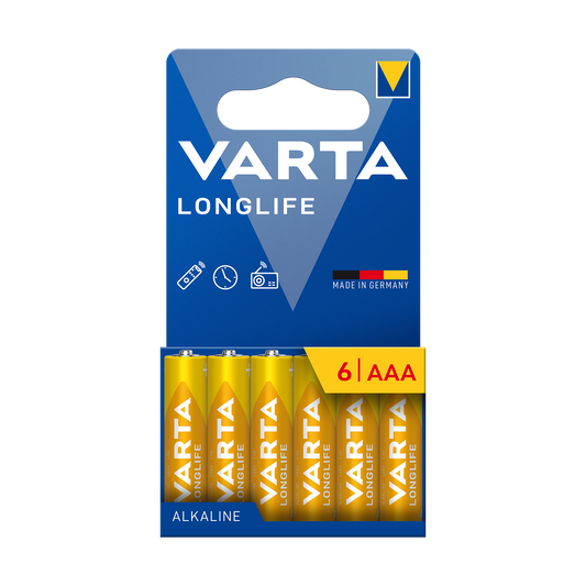 Varta Alkaline, coin-cell, and zinc-carbon – VARTA LR03 LONGLIFE Alkaline Batteries, 6-pack