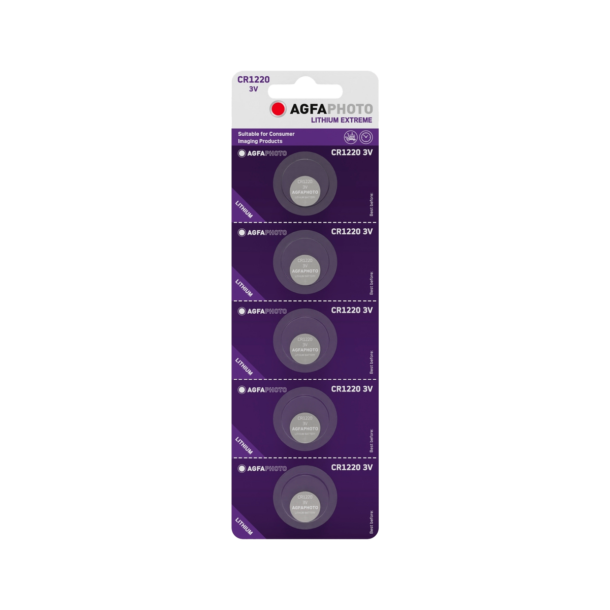 AGFA Alkaline, coin-cell, and – AgfaPhoto CR1220 Battery, 5 per blister pack