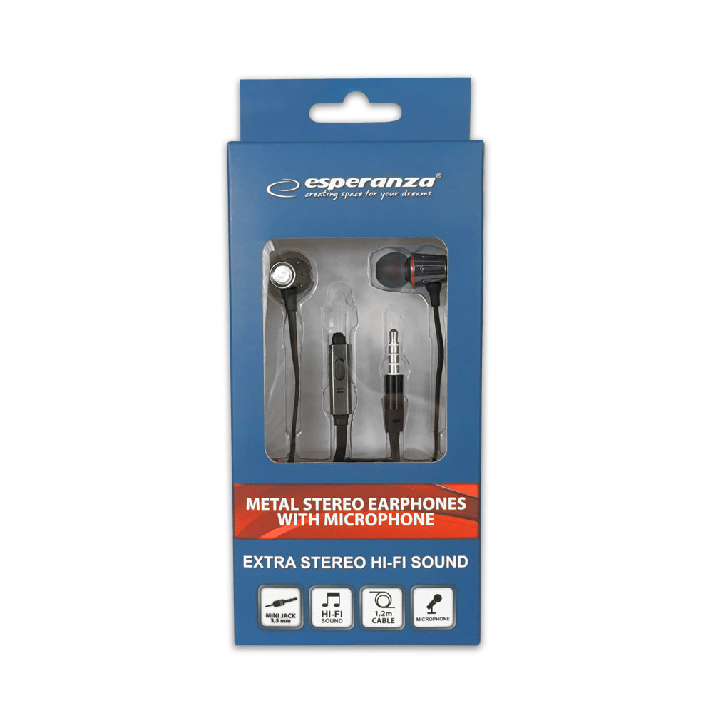 Esperanza EH203KR Esperanza Metal In-Ear Headphones with Microphone (EH203), Graphite and Red – image 3