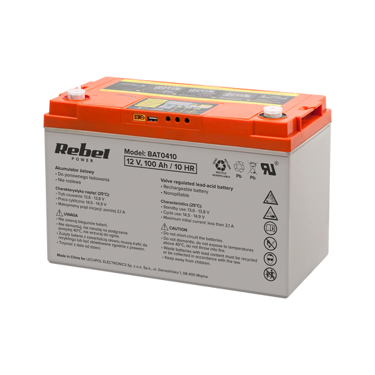 Rebel Gel batteries – 12V 100Ah Deep-Cycle Gel Battery with Display
