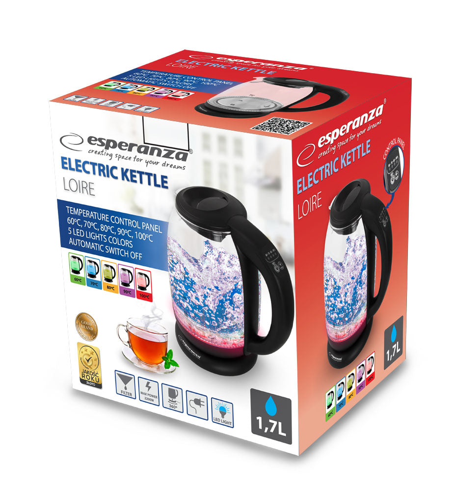 Esperanza EKK027 Esperanza 1.7-liter Loire Glass Electric Kettle with LED and Thermometer – image 9