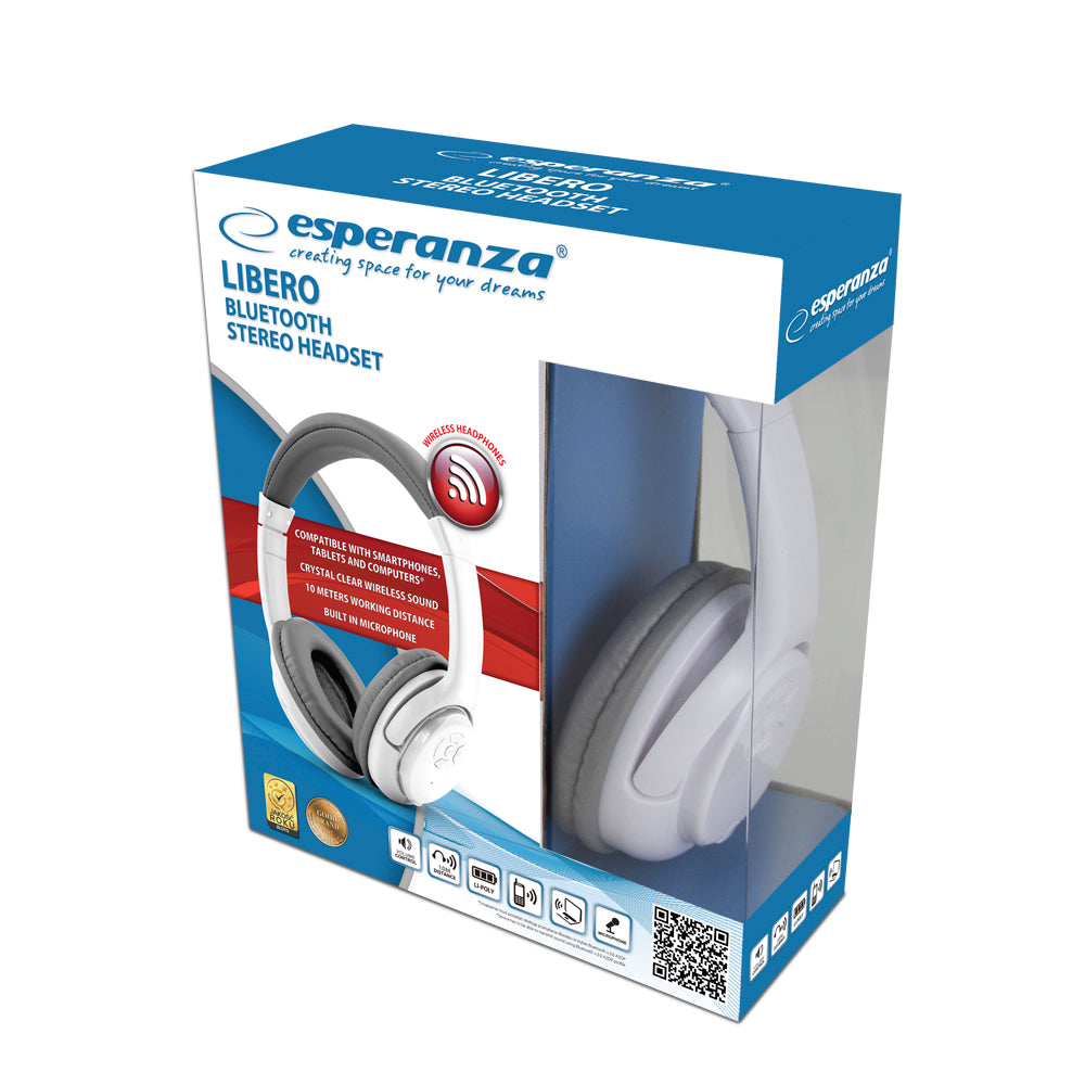 Esperanza Wireless – EH163W Esperanza Libero Bluetooth Headphones, White – image 7