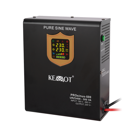 Kemot KEMOT PROsinus-500 Wall-Mounted Emergency Power Supply—a pure sine wave inverter with a charging function—12V, 230V, 500VA/300W