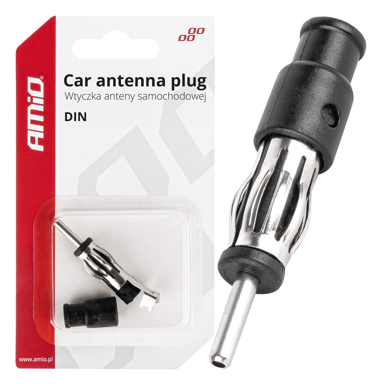 AMiO Radio-controlled, electric, telescopic – Car antenna plug, straight DIN connector, AMIO-03969
