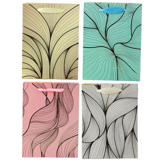 LEAN Gift Bag, Wavy, Gold Pattern, Assorted Colors, 23 x 18 x 10 cm