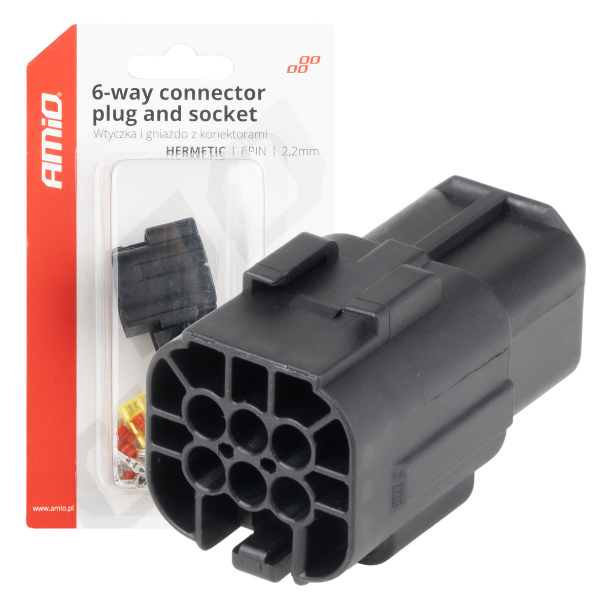 AMiO Connectors – Waterproof Electrical Connector, 6-Pin 2.2mm Set, amio-04349