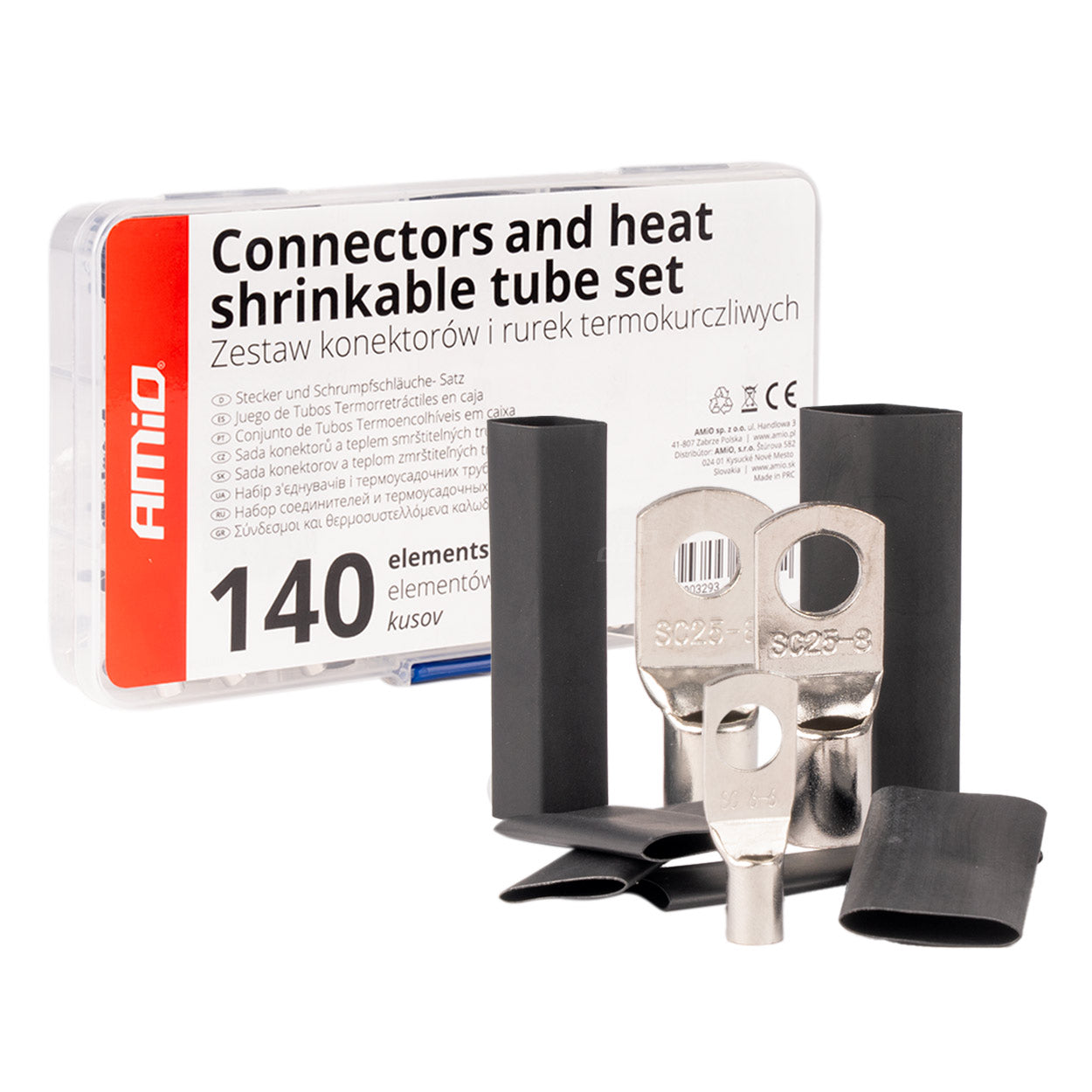 AMiO Set of Eyelet Connectors and Heat-Shrink Tubing, 140 pcs. amio-04122