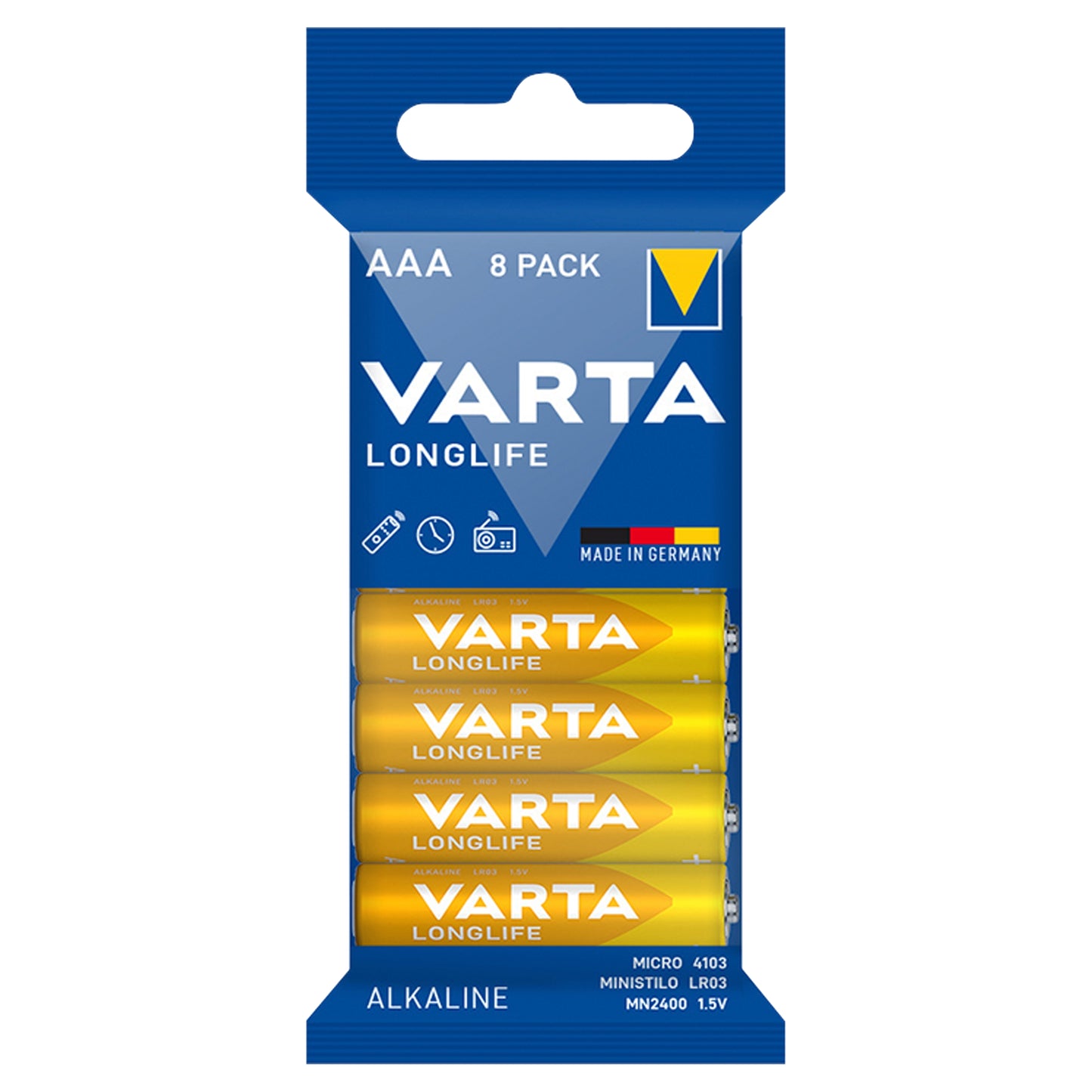 Blow 82-686# AAA 1.5 V LR3 Varta LongLife Alkaline Battery, Foil Pack, 8-Pack