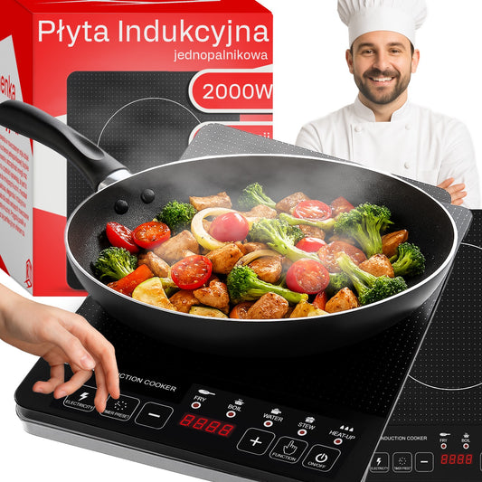 RTO Single-burner induction cooktop, 2000 W portable electric stove with 5 functions, model O210-1