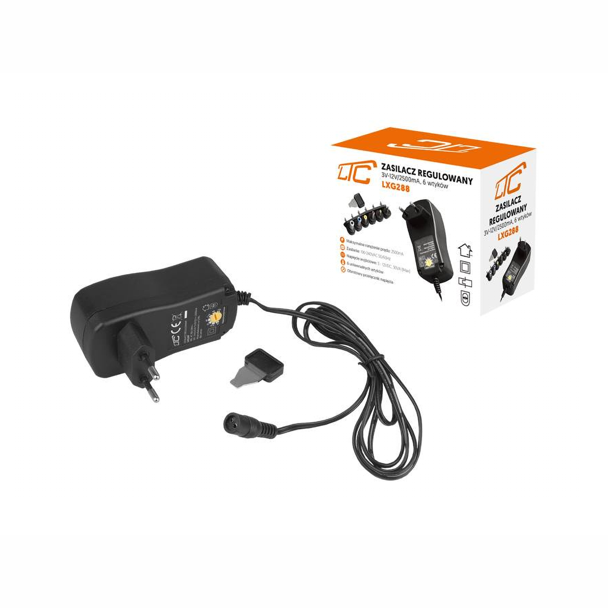 LTC Adjustable power supply, 3 V–12 V/2500 mA, 6 LXG288 connectors – image 2