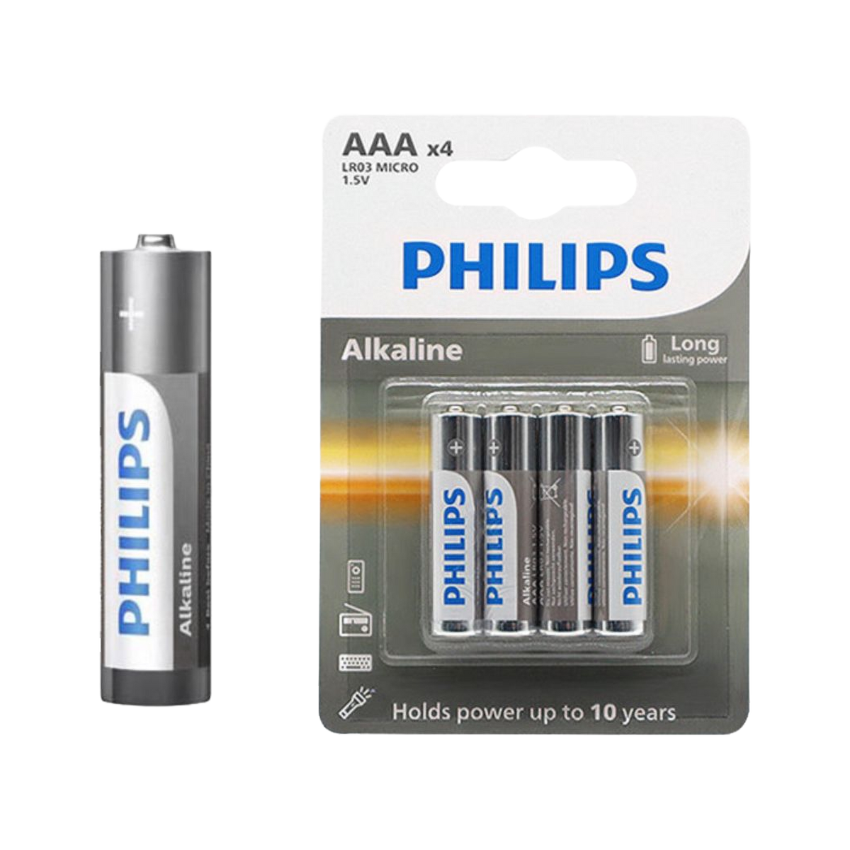 PHILIPS Alkaline, coin-cell, and – Philips LR03 Alkaline Batteries, 4 per pack
