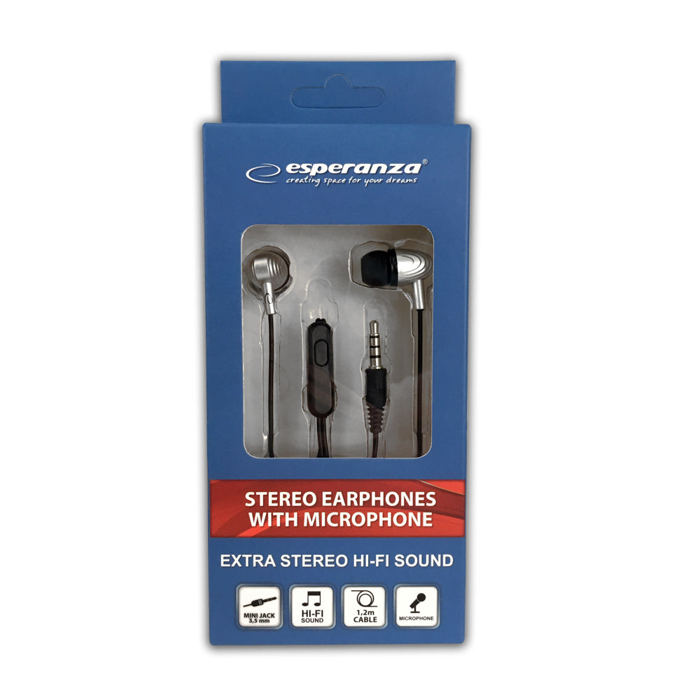 Esperanza EH193KW Esperanza In-Ear Headphones with Microphone (EH193), Black and White – image 3