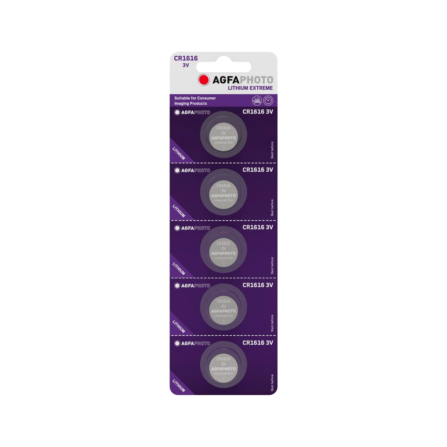 AGFA Alkaline, coin-cell, and – AgfaPhoto CR1616 Battery, 5 per blister pack