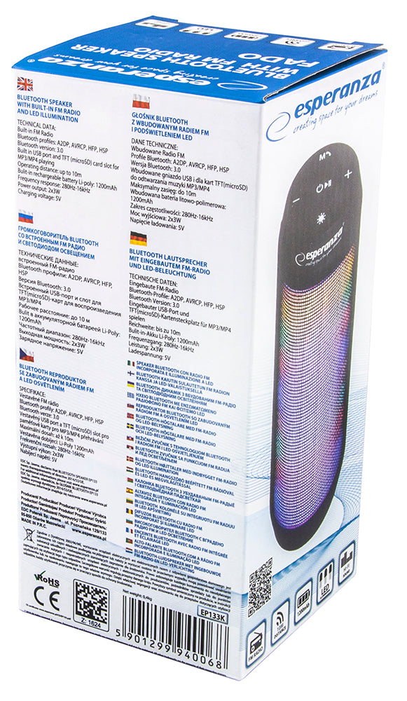 Esperanza Portable Speakers – EP133K Esperanza Bluetooth, FM, LED, Fado Speaker – image 11