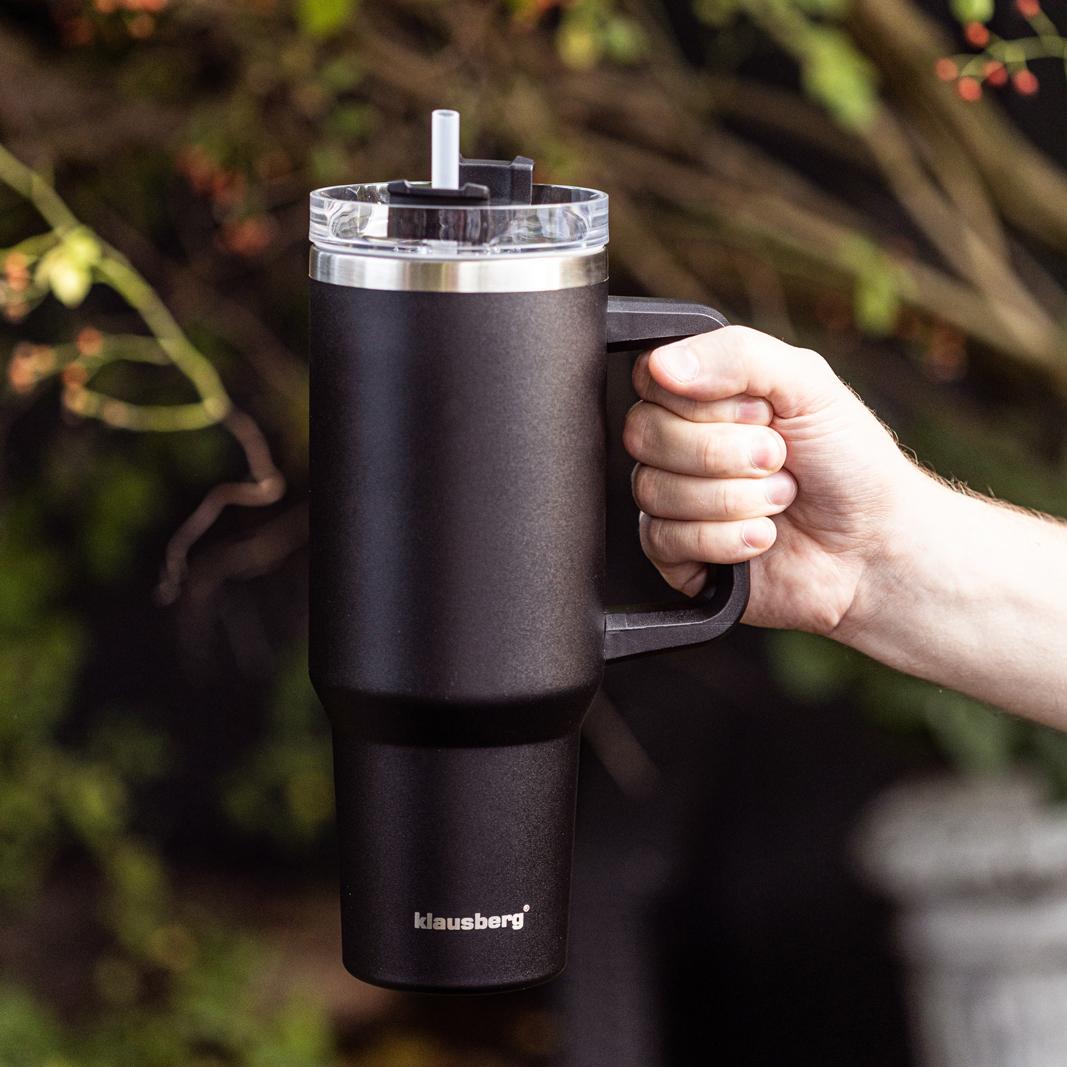 Klausberg Insulated mug with straw, black, 1100 ml, stainless steel, Klausberg, KB-7942 – image 4