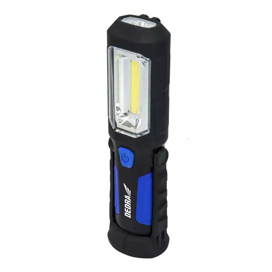 Dedra Rechargeable flashlight: 3W COB LED + 1W LED, USB power adapter for 230V and 12V