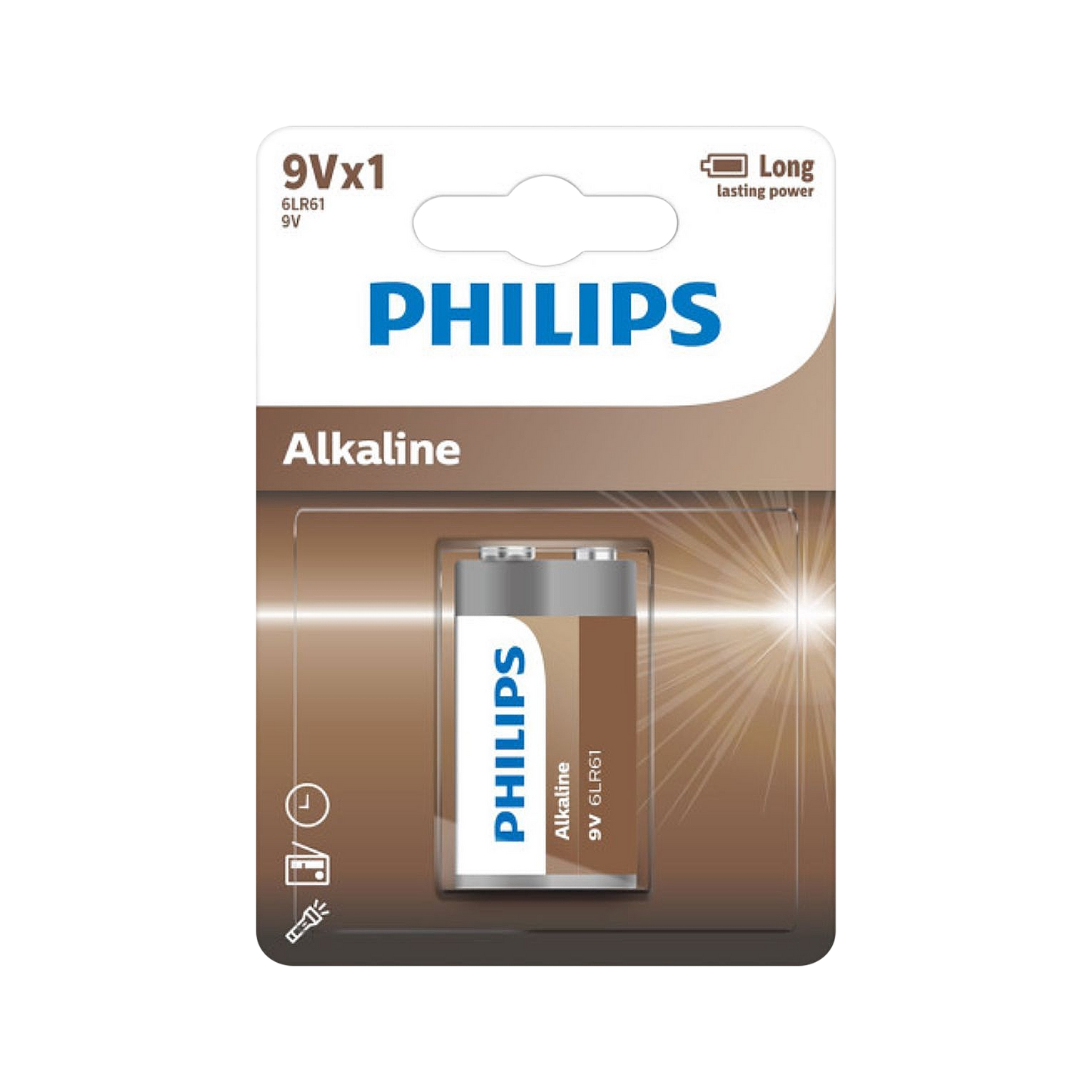 PHILIPS Alkaline, coin-cell, and – Philips 6LR61 Alkaline Battery, 1 per pack