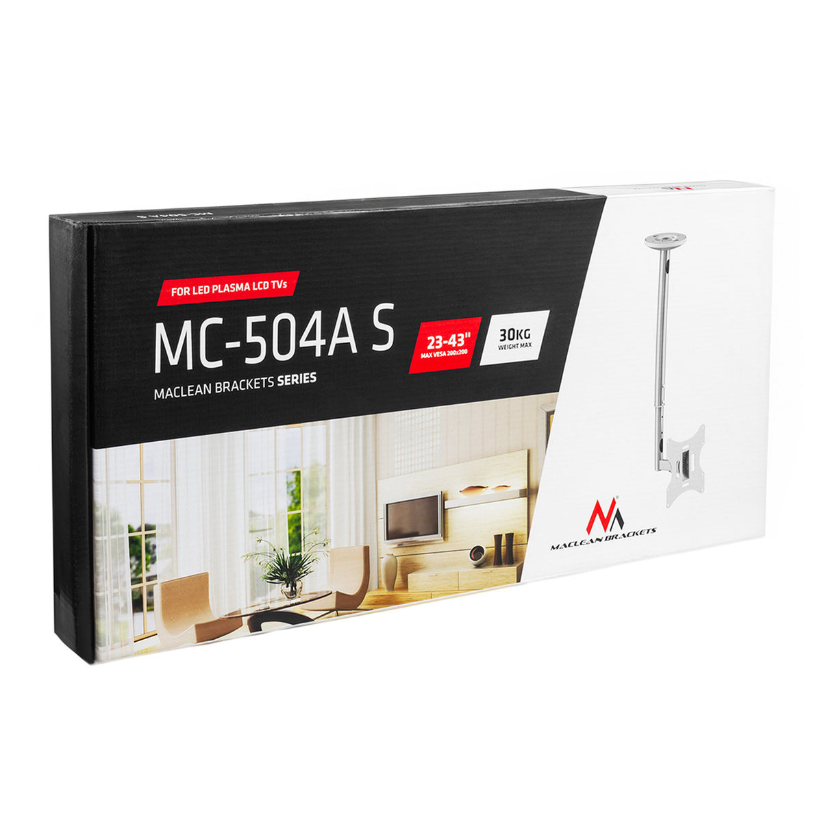 Maclean Maclean TV Mount / Bracket, Ceiling-Mounted, 23-42", 50–85 cm, 30 kg, Silver, MC-504A S – image 9