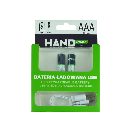 PLASTROL Rechargeable batteries: 9V – USB-C rechargeable battery, 750 mWh, 2x AAA