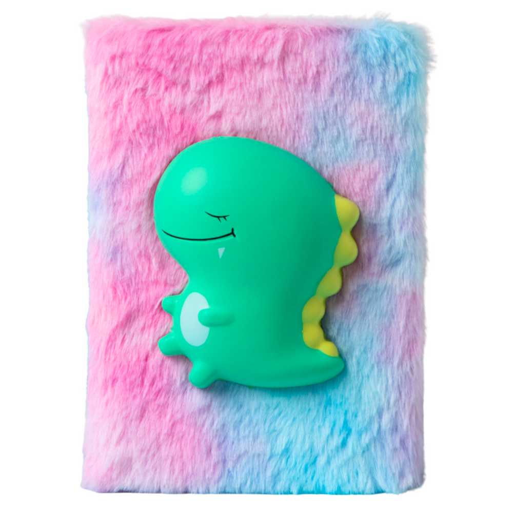 LEAN Diaries – Plush Lined Notebook with a Green 3D Dinosaur, Colorful – image 5