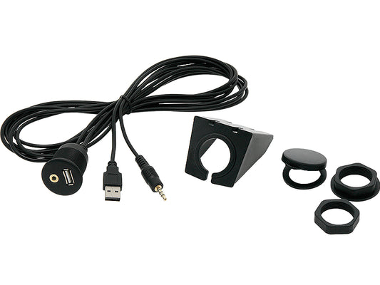 0301# Car USB+AUX Mounting Connector - 2-meter Socket with Mount - Carlat