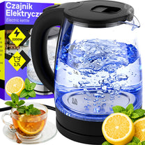 1.7L Cordless Glass Electric Kettle with LED Backlight, 2200W High Power - OR1296 - Carlat