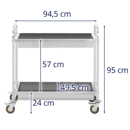 Royal Catering 2 shelf steel trolley with deep shelves – image 6