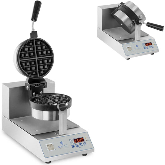 Royal Catering Rotary waffle maker for waffles with round quarters. 18cm 1300W RCWM-1300-RE