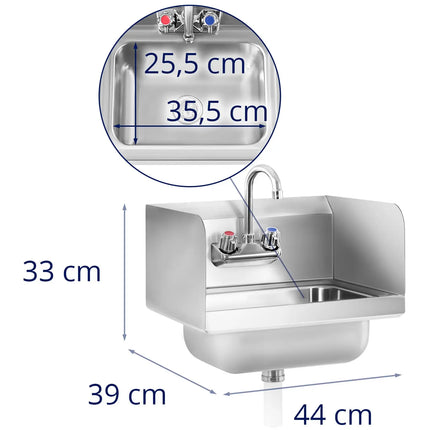 Kitchen sink for hands of stainless steel width 43.5cm