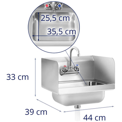 Royal Catering Kitchen sink for hands of stainless steel width 43.5cm – image 6