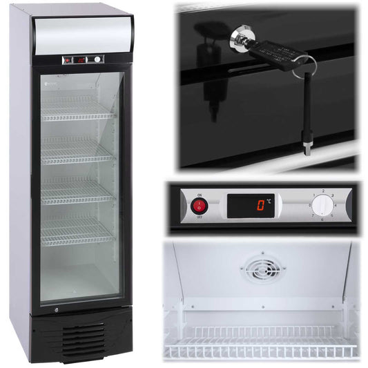 Royal Catering Refrigerator, refrigerator, glass cabinet for drinks, 2-8 degrees C 278L