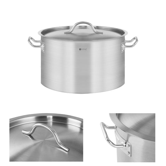 Royal Catering Catering pot with lid, stainless steel, for induction cooker, 14 L