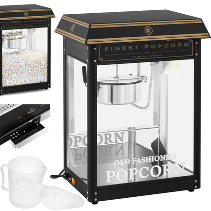 Royal Catering Machine automatic fired popcorn retro TEFLON 1600 W 5-6 kg/h - black and gold