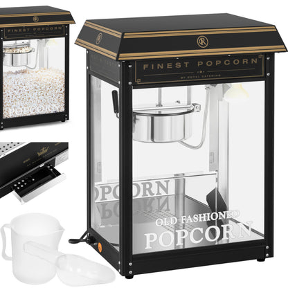Royal Catering Machine automatic fired popcorn retro TEFLON 1600 W 5-6 kg/h - black and gold
