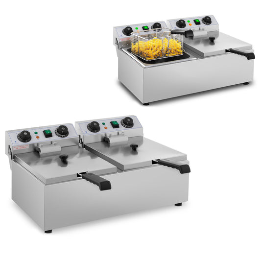 Royal Catering Electric catering fryer TIMER 230 V 2 x 3200W 2 x 10 L