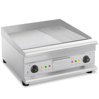 Royal Catering BBQ barbecue plate double smooth ribbed with fat drawer 230 V 2x 3200 W – image 3