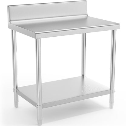Royal Catering Worktop table stainless steel wall with 90x60cm shelf