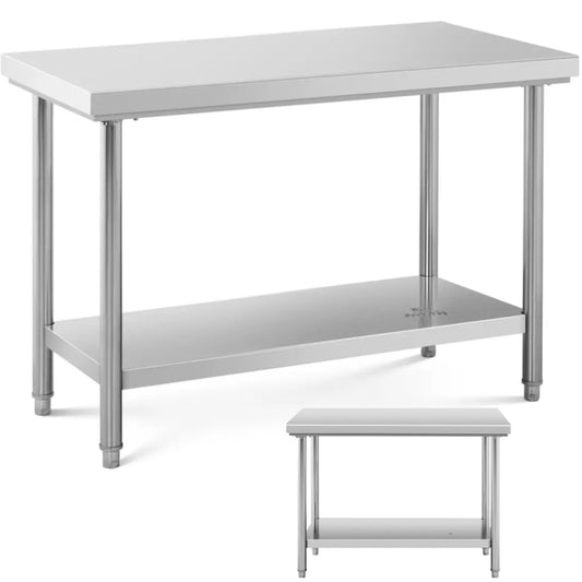 Royal Catering Table, central steel worktop with shelf, 120 x 60 cm