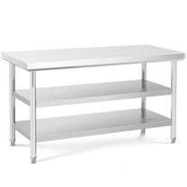 Tables – Table, stainless steel worktop with 2 shelves, 150x70cm - Carlat