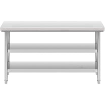 Tables – Table, stainless steel worktop with 2 shelves, 150x70cm - Carlat