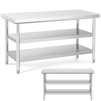 Tables – Table, stainless steel worktop with 2 shelves, 150x70cm - Carlat