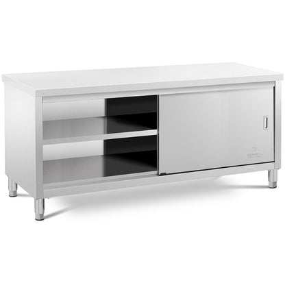 Royal Catering Stainless steel gastronomy freestanding cabinet, sliding doors, 200x70cm – image 2