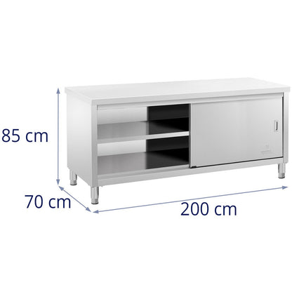 Royal Catering Stainless steel gastronomy freestanding cabinet, sliding doors, 200x70cm – image 6