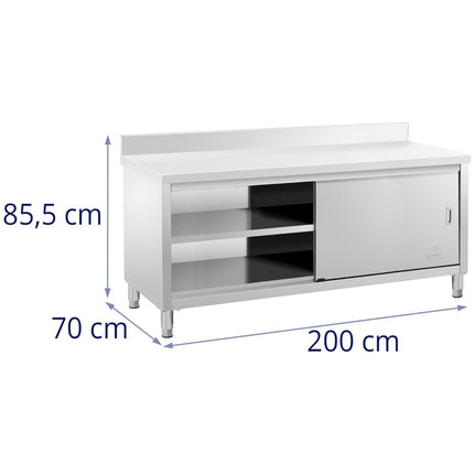 Royal Catering Worktop table with cabinet and front door sliding 200 x 70 cm – image 7