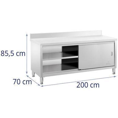 Royal Catering Worktop table with cabinet and front door sliding 200 x 70 cm – image 7