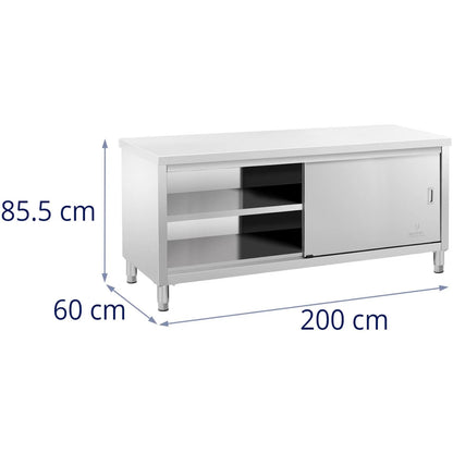 Royal Catering Table, central worktop with sliding door cabinet, 200 x 60 x 85.5 cm – image 6