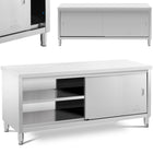 Royal Catering Table, central worktop with sliding door cabinet, 200 x 60 x 85.5 cm